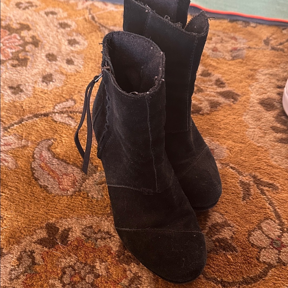 Toms Black Suede Ankle Booties